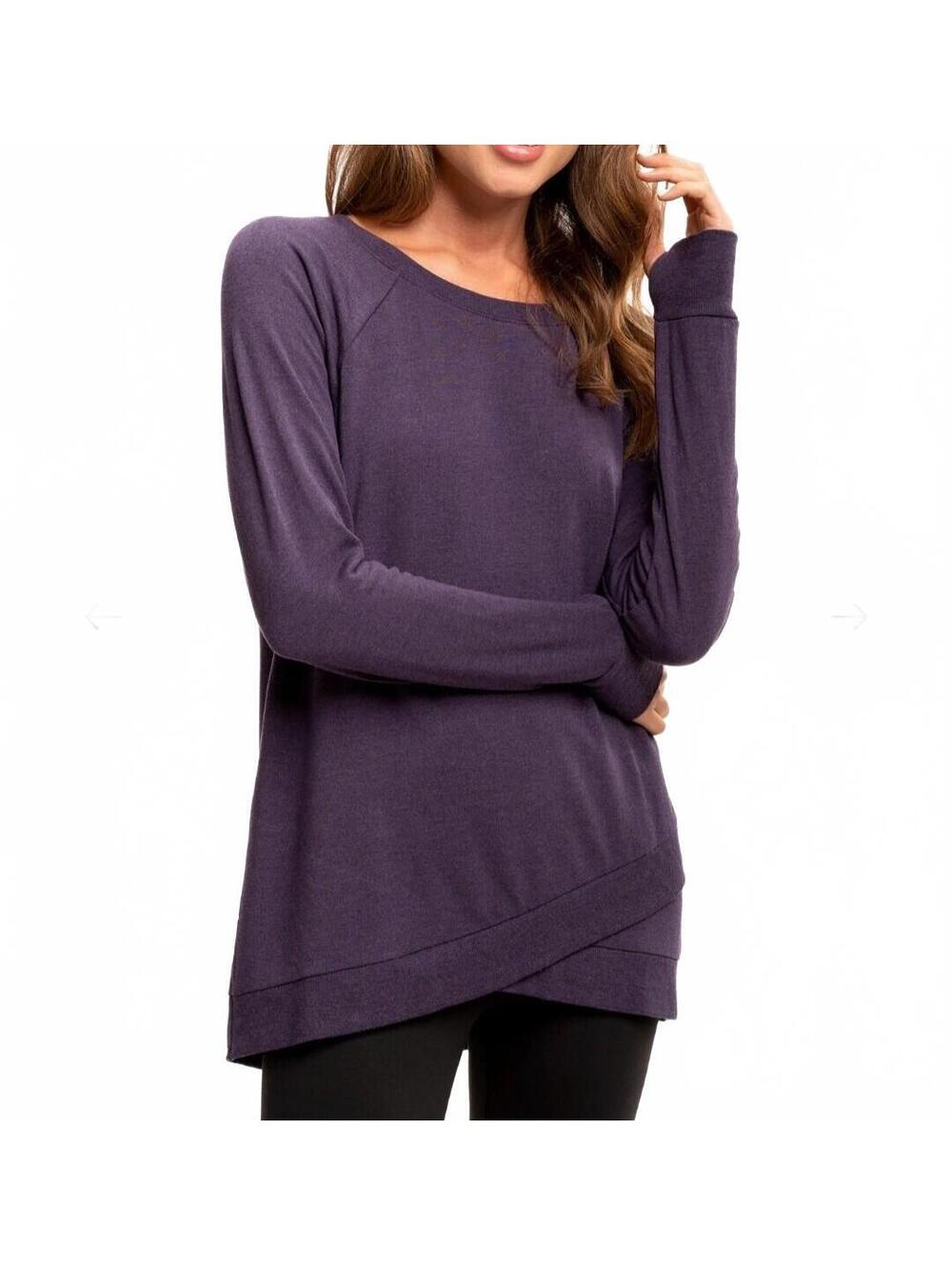 Threads 4 Thought Leanna Feather Fleece Tunic Purple Sweatshirt Women's Size L